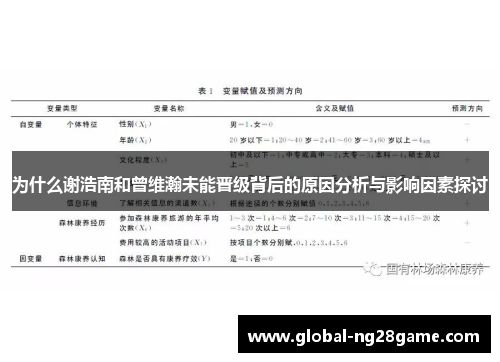 为什么谢浩南和曾维瀚未能晋级背后的原因分析与影响因素探讨